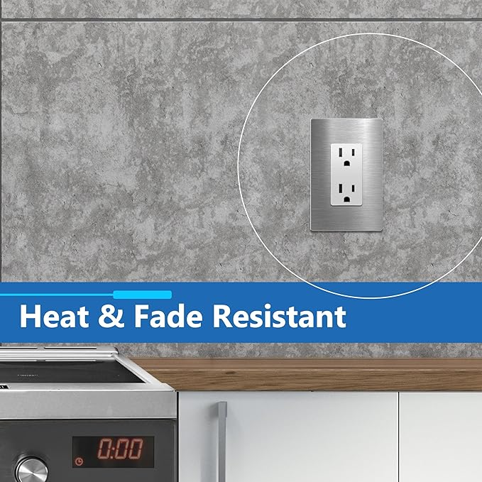 LIDER Decorator Metal Wall Plate, Temperature and Impact Resistant, 430 Stainless Steel, Screwless Cover, Modern Decoration Upgrade, Mid-Size 1-Gang 4.88" x 3.11", Stainless Steel, LSMWP-31M-SS