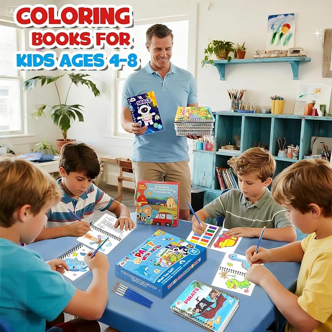 ZMLM 24 Water Coloring Books for Kids Party Favors - Bulk Mini Coloring Books for Kids Ages 4-8,Small Birthday Goodie Bag Stuffers School Teacher Return Gift Art Crafts Classroom Prizes (Boy)
