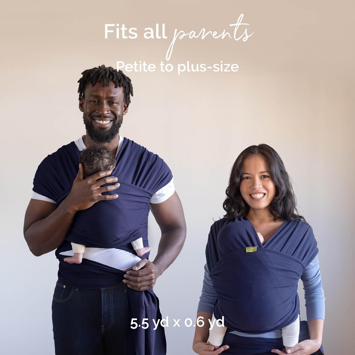 Boba Baby Wrap Carrier – Original Baby Sling Carrier for Newborns (7–35 lbs), Soft, Secure, Hands-Free & Ergonomic, Ideal for Comfortable Bonding, New Parents (Navy Blue)