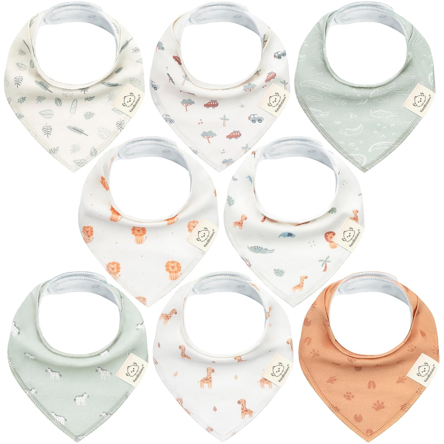 8-Pack Organic Baby Bandana Bibs for Boys, Girls - Super Absorbent Triangle Baby Bibs for Drooling and Teething Infant, 100% Cotton Extra Soft for Newborn, Infant 0-36 Months (Wilderness)
