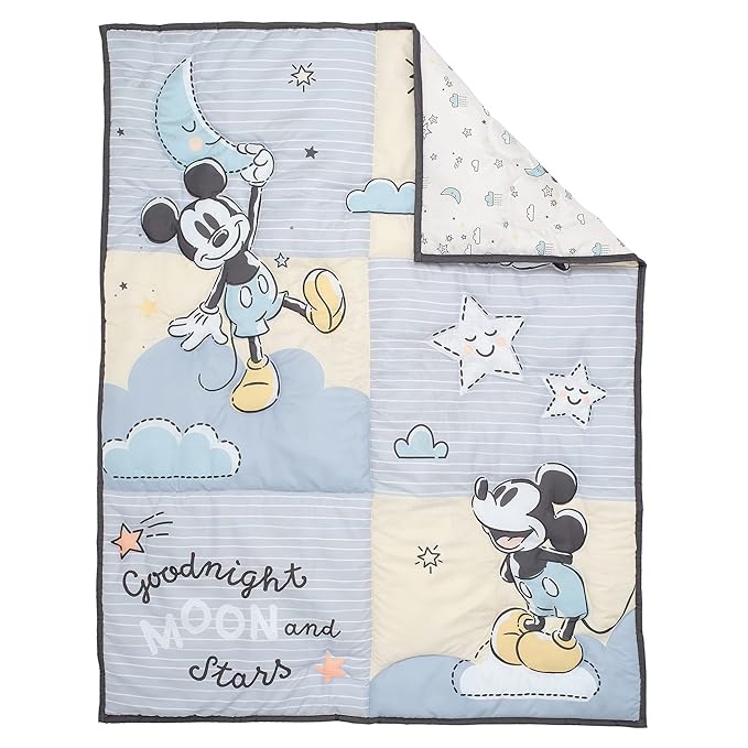 Lambs & Ivy Disney Baby Moonlight Mickey Mouse 3-Piece Nursery Crib Bedding Set