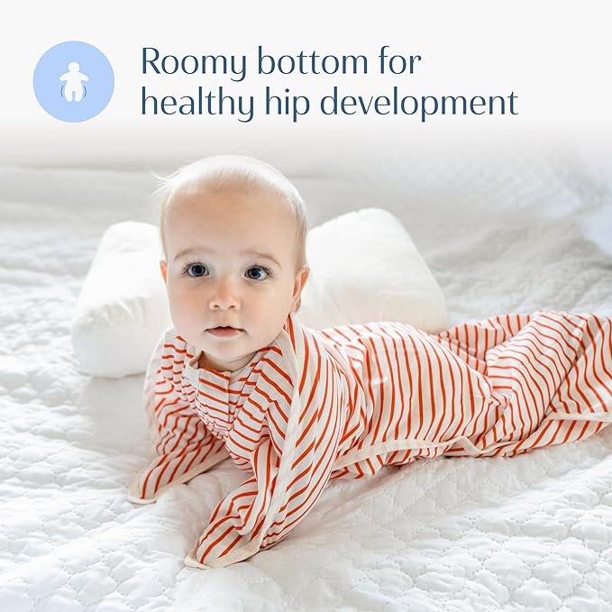 SleepingBaby Zipadee-Zip Transition Swaddle - Cozy Baby Swaddle Blanket with Zipper Convenience - Roomy Wearable Blanket for Easy Diaper Changes - Stripes Strawberry/Cream, Medium (6-12 Month)