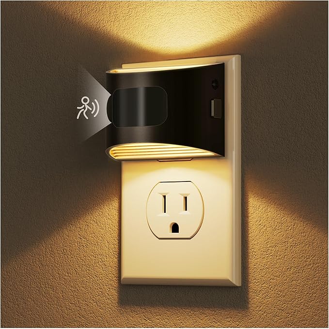 DORESshop LED Night Light[2 Pack], Night Lights Plug into Wall, 3 Mode Plug in Night Light with Motion Sensor, Dusk to Dawn Sensor, Nightlights for Adults, Bedroom, Bathroom, Hallway