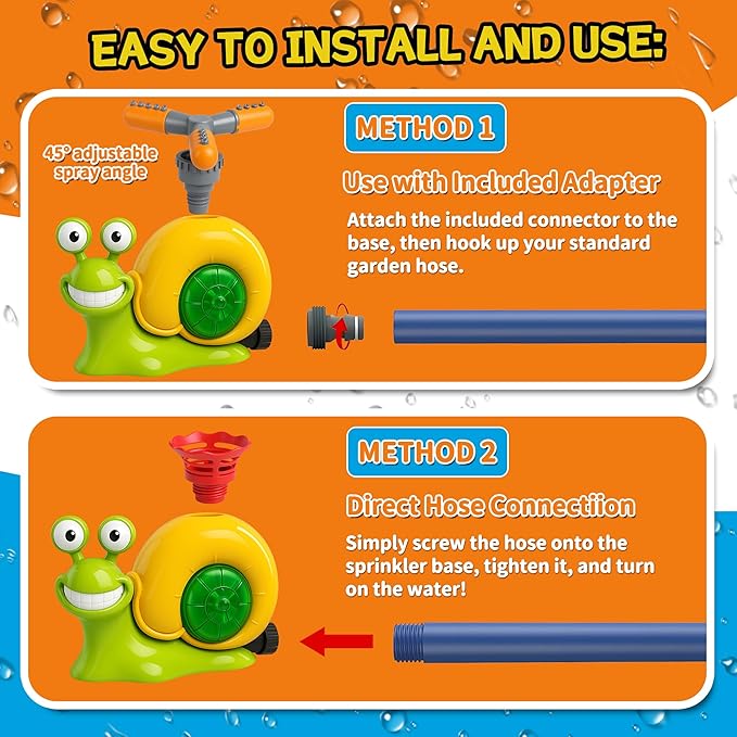 Snail T-Ball Water Sprinkler – Summer Backyard & Lawn Toys, Great for Kids Ages 3-8, Birthday Party & Pool Play