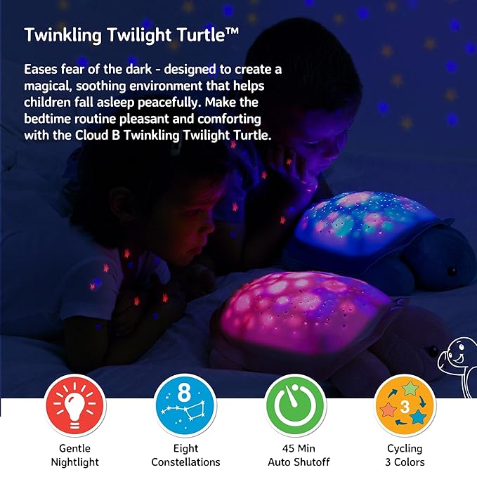 Cloud b Comforting Nightlight Star Projector w/ Soothing Sounds | Gentle Brightness | 3 Colors | Auto-Shutoff | Twinkling Twilight Turtle Aqua