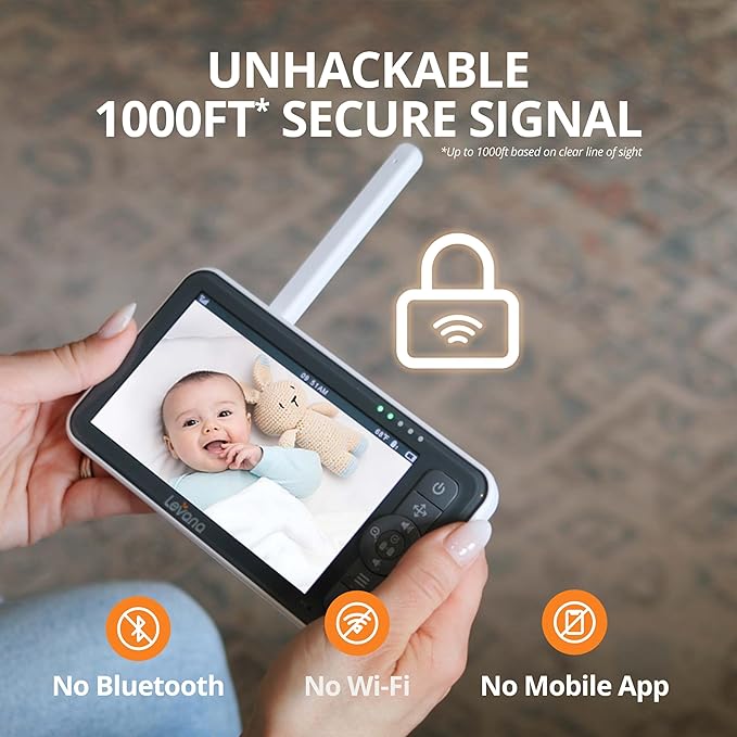 Levana Nala 5.5" HD Video Baby Monitor, 1080P Night Vision PTZ Camera, 22 Hour Battery Life, 5000mAH Battery, No WiFi, Two-Way Talk, 1000ft Range, Carrying Case, 2 Year Warranty