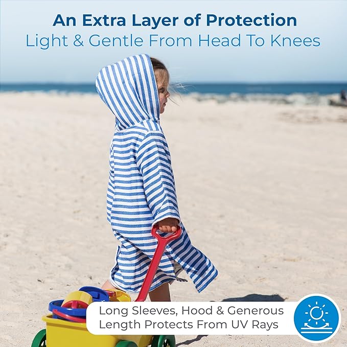 SAMMIMIS Boys & Girls Swim Cover Up - Kids Hooded Beach Towel with Long Sleeves - Pullover Beach Towel, Swim Poncho with Hood