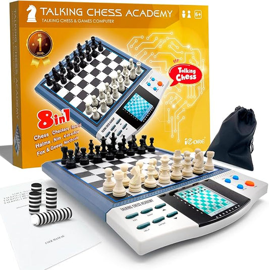 iCore Electronic Chess Set - Develop Thinking Chess Set for Kids, Memory Electronic Chess Board - Talking Coach 30 Skill Levels Beginners & Adults