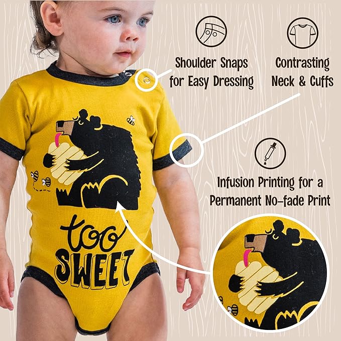 Lazy One Cute Unisex Baby Bodysuit, Cute Animal Designs, 6-18 Months