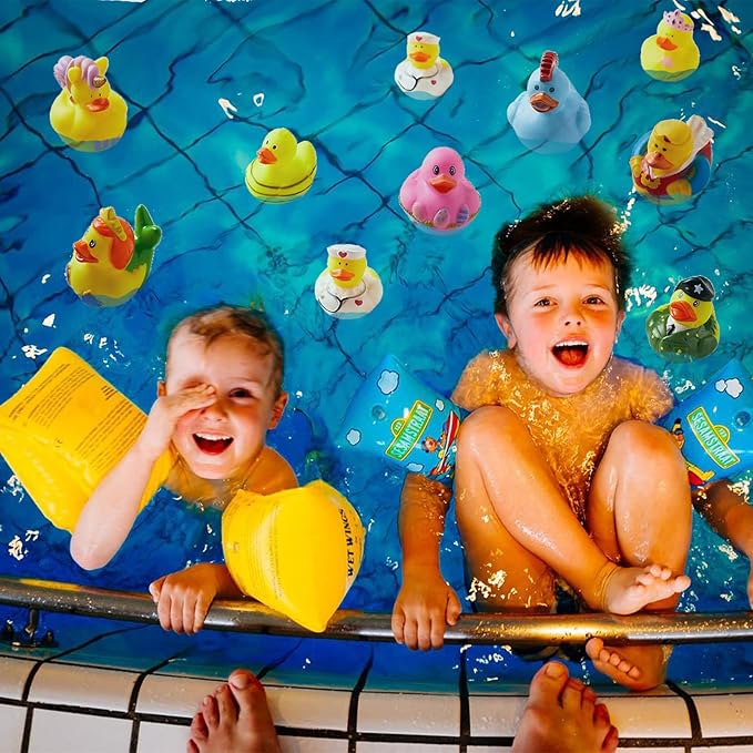 100 Pack Rubber Duck for Jeeps Ducking - 2" Bulk Floater Duck for Kids - Baby Bath Toy Assortment with Bag - Party Favors, Bath Time, Birthdays, and More (100 Varieties)