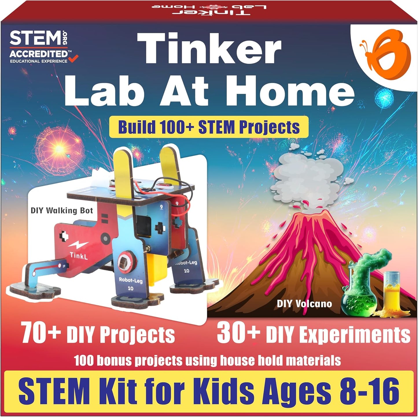 Butterfly EduFields 200+ Jumbo STEM Projects Kit for Kids Age 12-14 | Engineering & Science Experiments for 8-12 Year Olds | Electronics Circuits | Best Birthday Gift for Kids Age 12-14