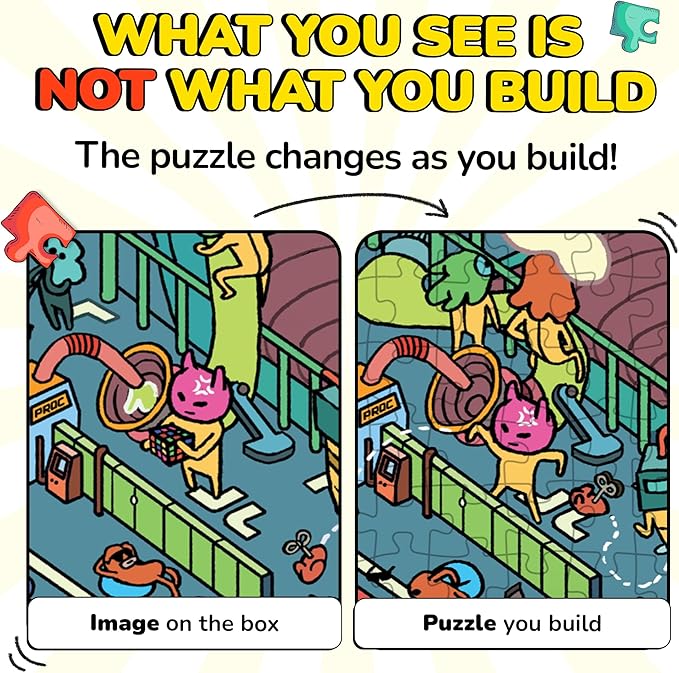 Odd Pieces Jigsaw Puzzles 1000 Pieces with Storytelling Comics, Secret Ending, Puzzle for Mystery Adults & Kids - 19.7'' x 27.6'' Frameable Magic Puzzle Art (AstroGastro)