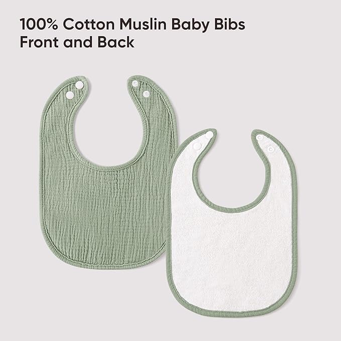 Bearmoss Muslin Baby Drooling Bibs 8 Pack, 100% Cotton Square Adjustable Bandana Bibs Gift for Baby Girls Boys Teething Drool