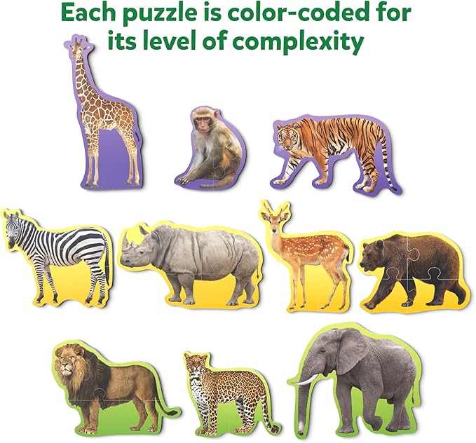Skillmatics Step by Step Puzzles - 40 Piece Jigsaw & Toddler Puzzle, Montessori Educational Toy for Boys & Girls, Wild Animals, Travel Friendly, Gifts for Kids Ages 3, 4, 5 and Up