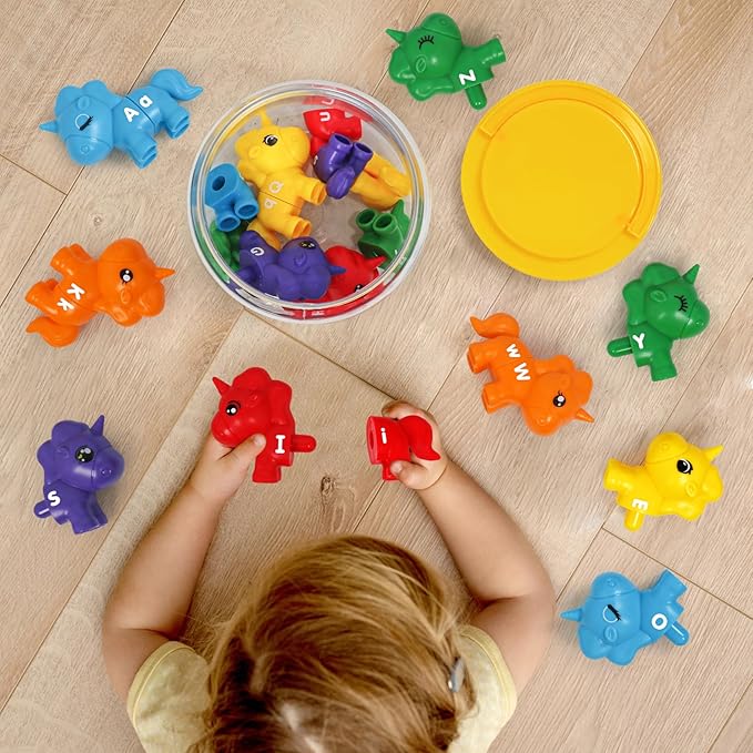 TSYAN Matching Letter Montessori Toys for Toddlers,ABC Unicorn Alphabet Preschool Learning Activities Classroom Must Haves Sensory Sorting Educational Toy Sets for Kids Toddler 3 4 5 6 Years Old…