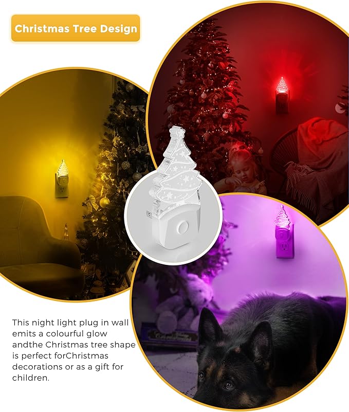 L LOHAS LED Christmas Night Light for Kids[2 Pack], Night Lights Plug into Wall, Dusk to Dawn, RGB & Color Changing & Soft White 3000K, Christmas Décor LED Night Light Gift for Kids, Bedroom, Hallway