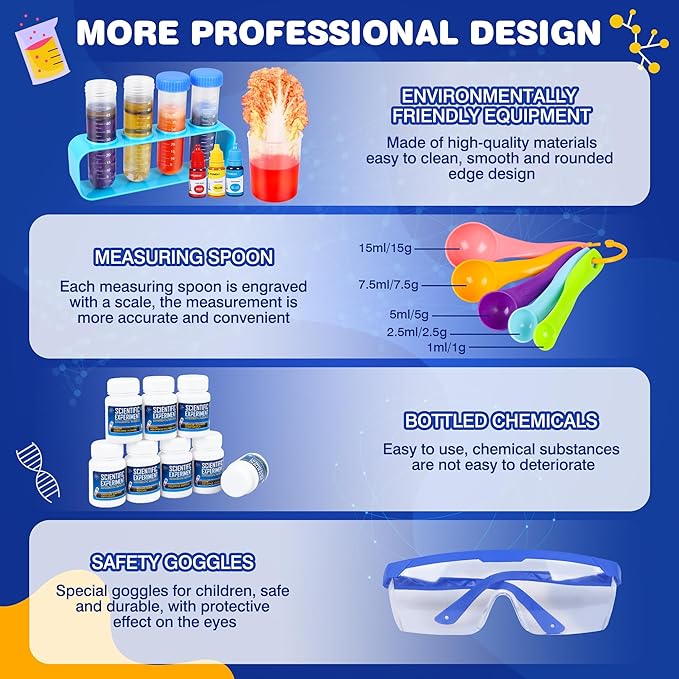 Science Kit for Kids,80 Science Lab Experiments,Scientist Costume Role Play STEM Educational Learning Scientific Tools,Birthday Gifts and Toys for 6 7 8 9 Years Old Boys Girls Kids