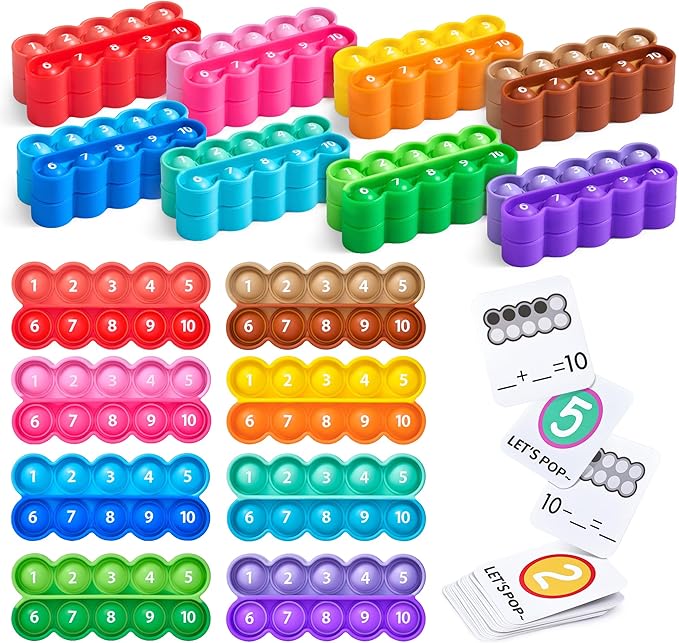 Joycat Ten-Frame Math Learning Tools for Elementary-24 Ten Frames and 20 Task Cards Math Counting Game for Preschool Kindergarten Classroom Learning Activities Kids Ages 3-5