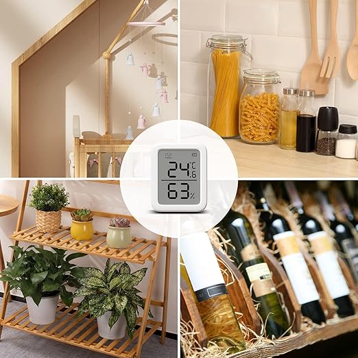 SwitchBot Thermometer Hygrometer, Bluetooth Indoor Humidity Meter and Temperature Sensor with App Control, Large LCD Display, Notification Alerts, Data Storage Export, Remote Monitor for Home (2 Pack)