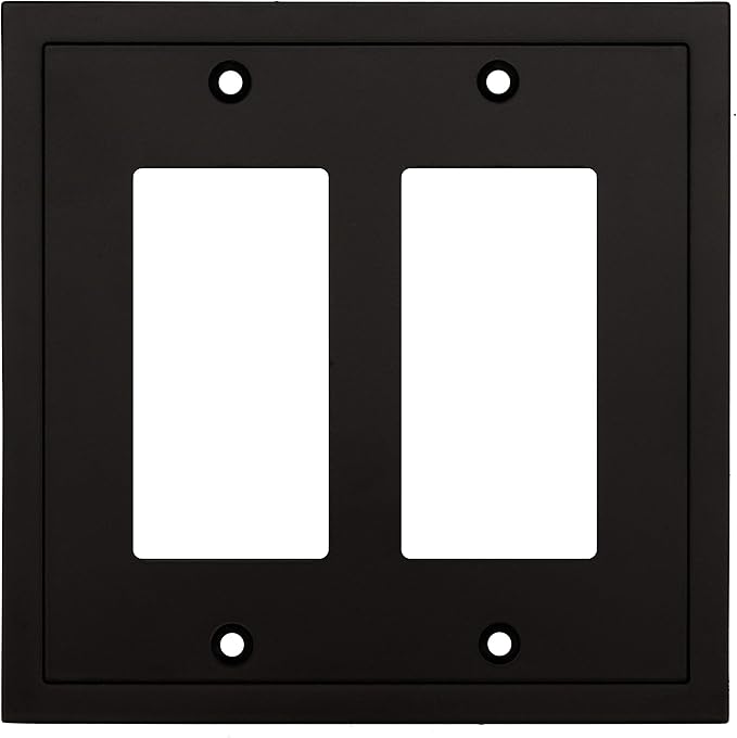 Modern Edge Decorative Wall Plate Switch Plate Outlet Cover, Durable Solid Zinc Alloy (Double Decorator, Matte Black)