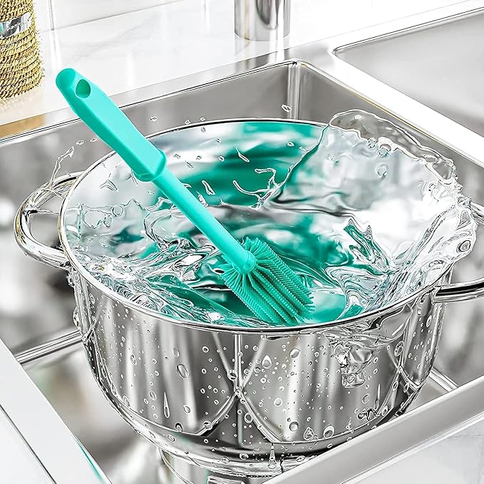 Long Silicone Bottle Cleaning Brush | 2 Pack| 16”+13”Water Bottle Brush Cleaner Brush for Hydro Flask,Glassware,Vacuum Sports Bottle&Vases,Silicone Water Bottle Cleaner Brush for Narrow Neck