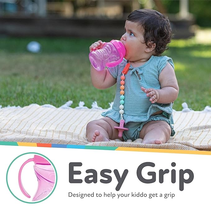 Nuby Clik-It Grip N' Sip Soft Spout No-Spill Training Sippy Cup with Handles -10 oz - 4+ Months - Aqua/Purple/Pink (Pack of 36)