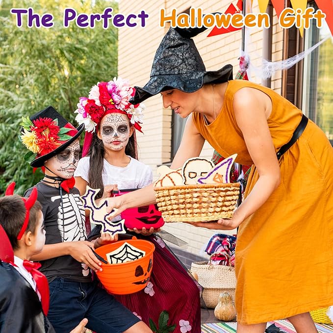 Lacing Cards, 24 Pcs Sewing Cards, Yarn & Needles, Halloween Sewing Crafts for Boys Girls, Fine Motor Skills Threading Crafts for Halloween Party Favors Classroom Activities Art Project Supplies