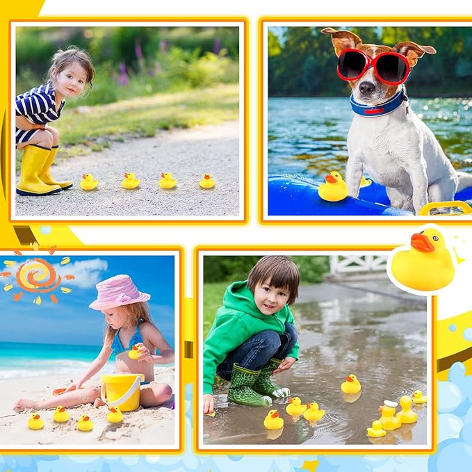 DEEKIN 12 Pcs Yellow Rubber Ducks No Hole Waterproof Duck Bath Pool Toy with Sealed Plug Without Hole Bathtub Floating Toy for Birthday Party Decoration Gift in Bulk (2.2 Inches)
