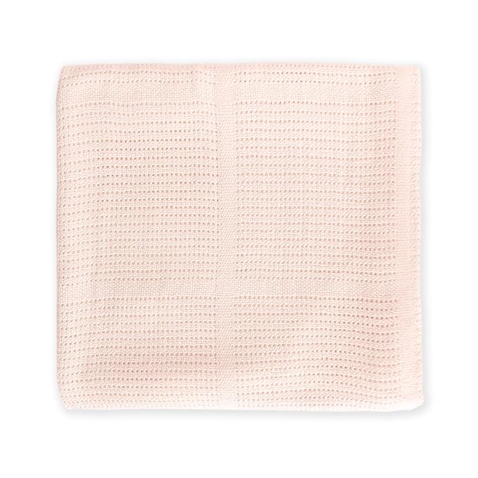 Amazing Baby Cellular Blanket, Premium Cotton Knit, Ultra Soft, Breathable, Cozy Gift for Baby Boys and Girls, Favorite Toddler Blanket, 44 x 44 inches (112 x 112 cm), Soft Pink