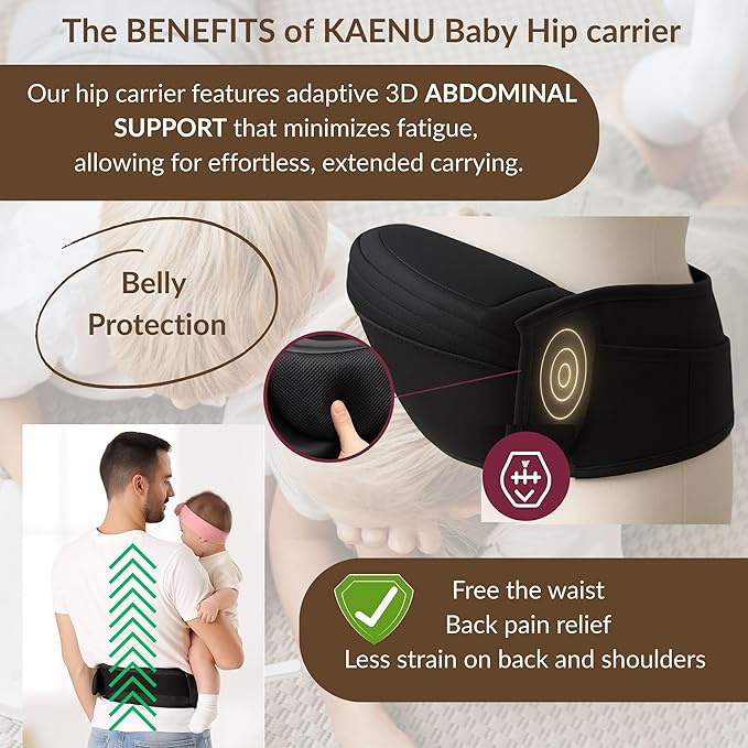 Baby Carrier with Hip Seat – Adjustable Waistband, Safety Harness & Storage Pockets – Detachable Shoulder Strap – Foldable Design for Newborns & Toddlers – Comfortable & Compact