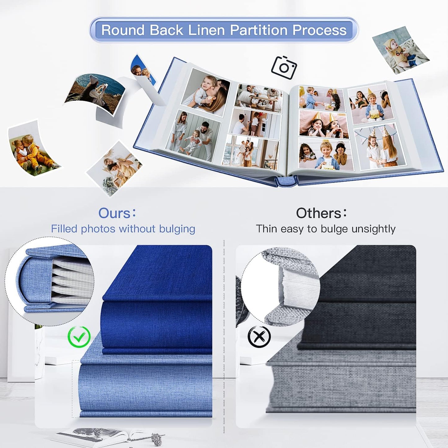 popotop Photo Album 4x6-600 Photos Photo Books with 600 Horizontal and Vertical Pockets,Linen Cover Albums for Family Wedding Anniversary Baby Vacation Pictures