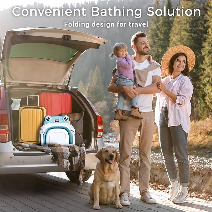 Baby Bathtub, Collapsible Newborn Bathtub for Infant to Toddler 0-24 Months with Soft Bath Net,Portable Travel Newborn Tub with No-Slip Feet, Baby Shower Gifts,Sky Blue