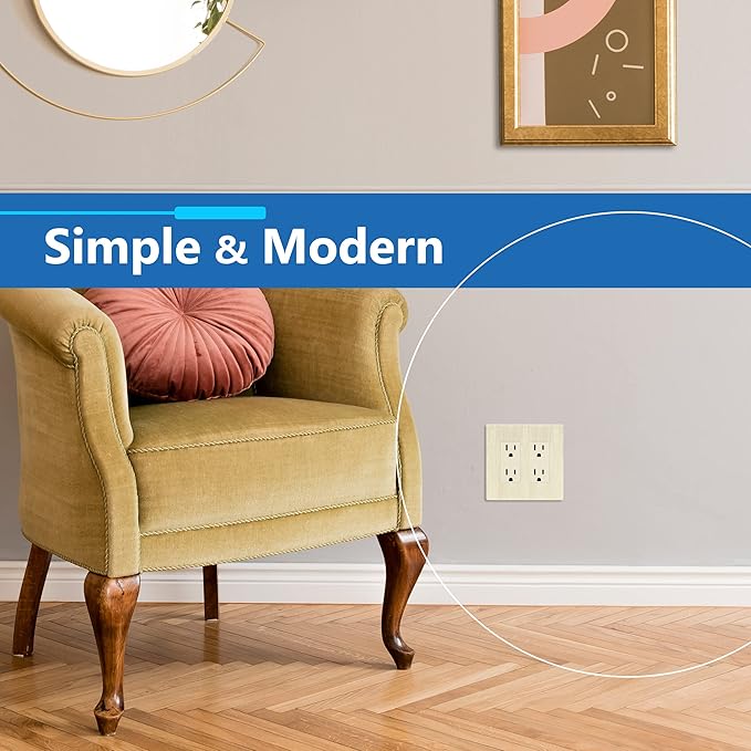 LIDER Matte Finish Double Decorator Switch Cover, Screwless Wall Plate, Mid-Size 2-Gang 4.88" x 4.92", Unbreakable Polycarbonate Thermoplastic, UL Listed, LSWP-32M-BLA10P,Brushed Light Almond, 10 pack