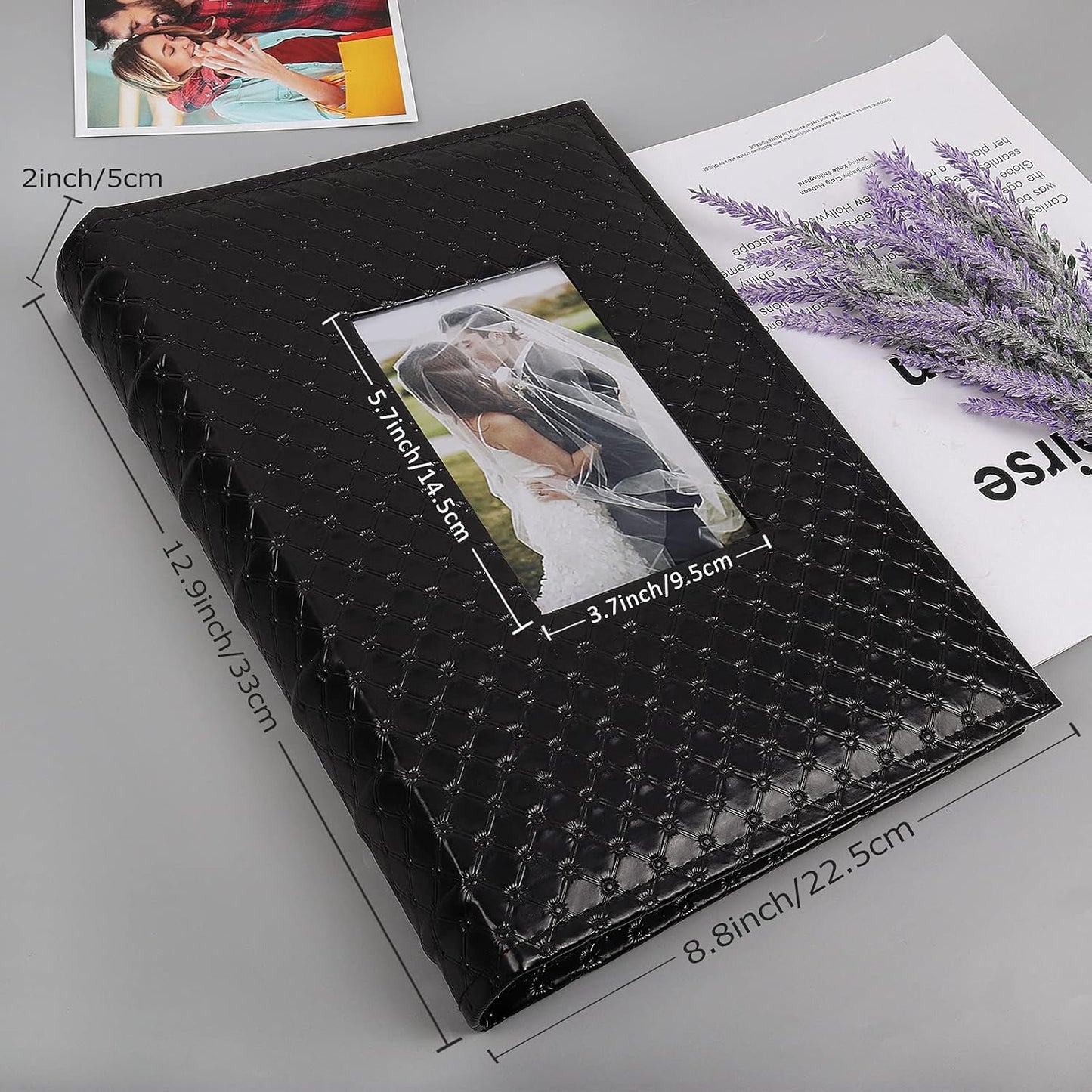 RECUTMS Photo Picture Album 4x6 300 Photos,Small Capacity PU Leather Album 4x6 Book Cover Wedding Family Photo Albums Holds 300 Horizontal Photos (Black)