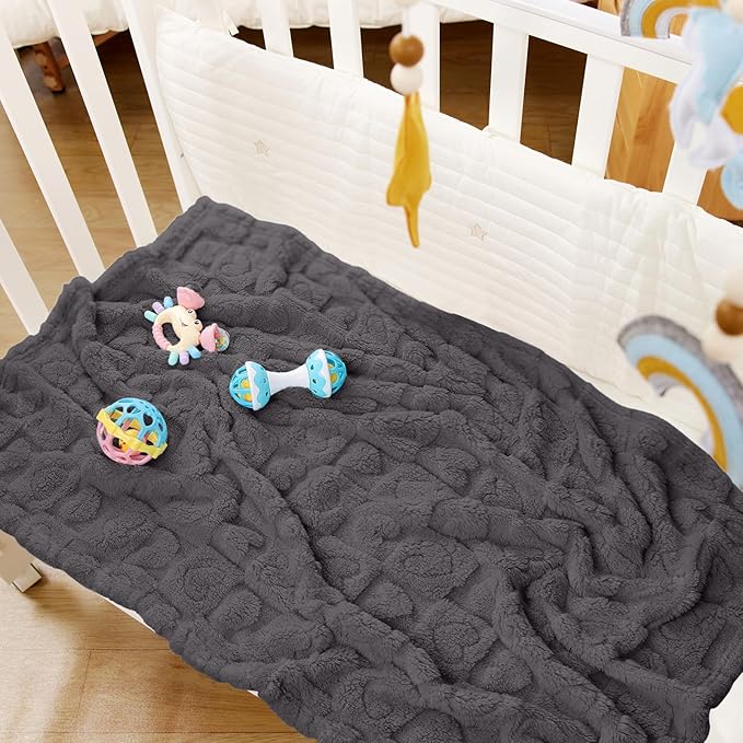 4 Pcs Baby Blankets for Boys Soft Toddler Small Blanket for Daycare, Fleece Kid Mini Blanket for Crib Baby Shower, 3040, Grey
