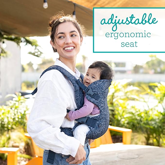 Infantino Flip Advanced 4-in-1 Baby Carrier - Ergonomic, Convertible, Face-in and Face-Out Front and Back Baby Carrier for Newborn to Toddler 8-32 lbs, Floral Navy