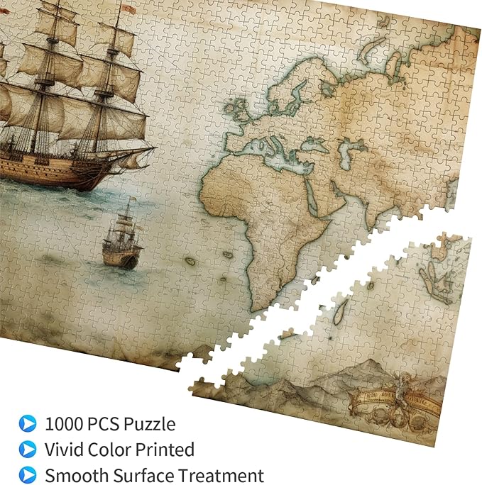 1000 Pieces of Adult Wooden Puzzle - Timeless World Map Scene for Jigsaw Enthusiasts & Decor,Perfect for Adults & Home Decor,Piece Fit Together Perfectly,Gifts Fro Friends and Family