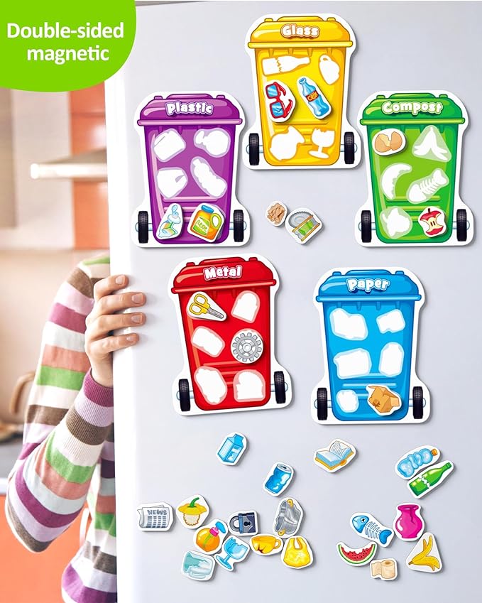 Coogam Montessori Toys for 3 Year Old, Magnetic Garbage Recycling Sorting Toy - Waste Category Classification and Environmental Awareness Learning Educational Gift Toy Game