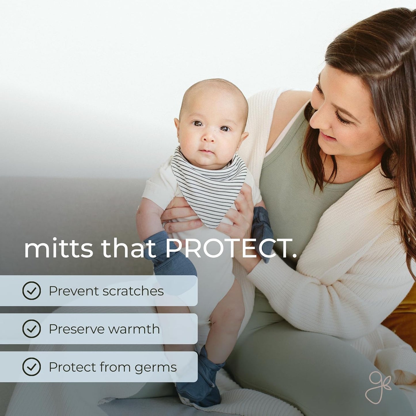 goumikids Viscose Made from Bamboo Cotton Stay-On Mitts, 3-6m Midnight Mitts