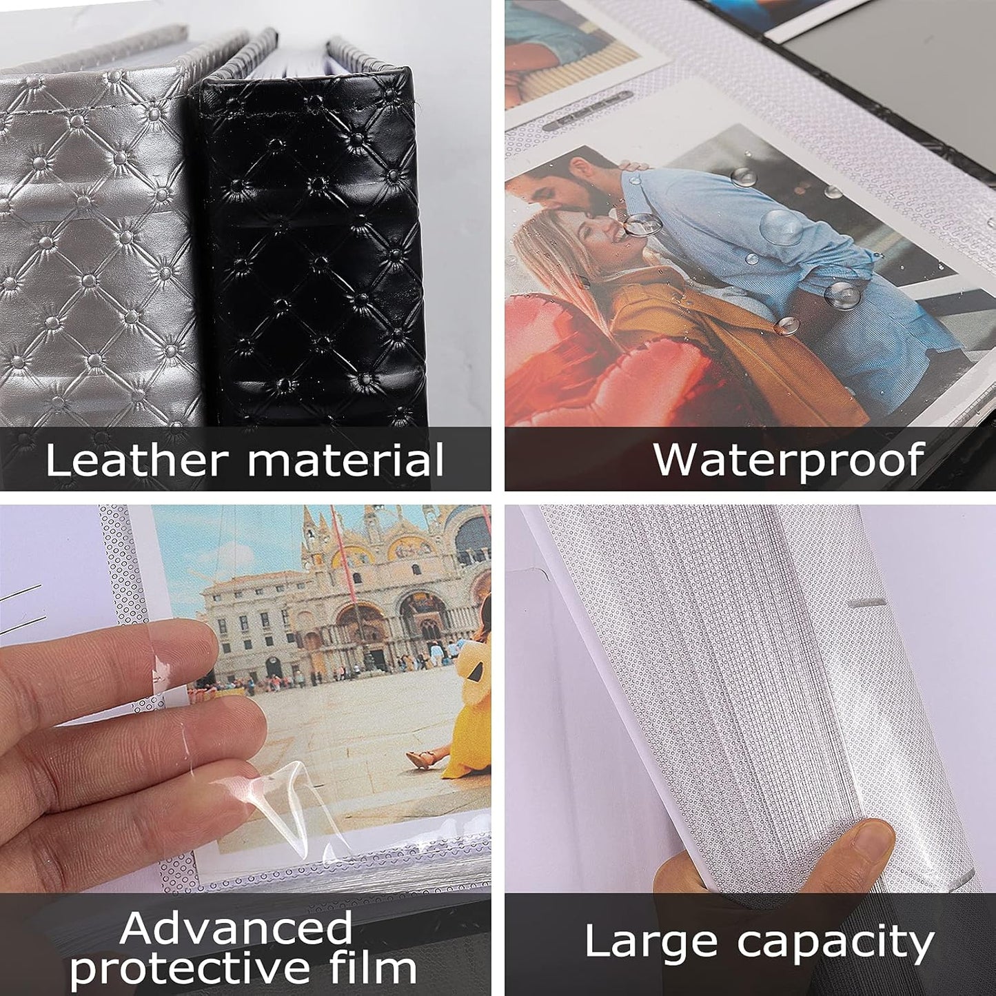 RECUTMS Small Photo Album 4x6 Paper Core Insert Inside Page Picture Album PU Leather Cover 300 Photo Sleeves Boy Girl Family Photo Book Memo Slot Wedding Albums (White)