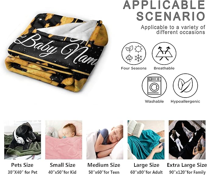 Personalized Baby Blanket for Girls Boys Chicken Nuggets Dinosaur Custom Blanket with Name Swaddle Blanket for Toddlers Infants Kids Shower Newborns Nursery Stroller Crib Decor Throw Birthday Gift