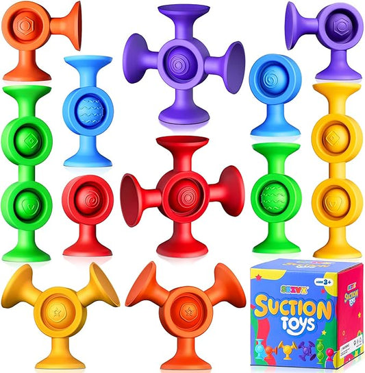 Toddler Stocking Stuffers for Kids - Suction Bath Toys Sensory Fidget Toys for Autism Fine Motor Skills Suction Cup Toys Bathtub Toys Window Airplane Travel Toys for Kids