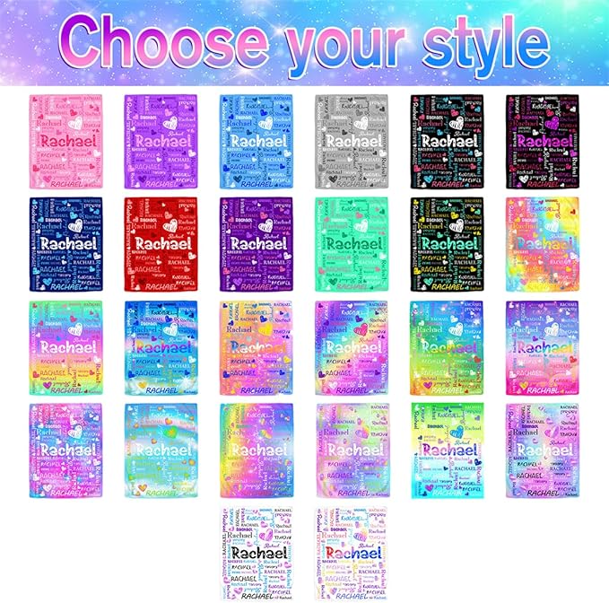 Personalized Baby Name Blanket for Kids Adults Custom Tolder Blankets with Name Love Heart Text Pattern Customized Throw Blanket for Boys Girls Gifts on Birthday Christmas