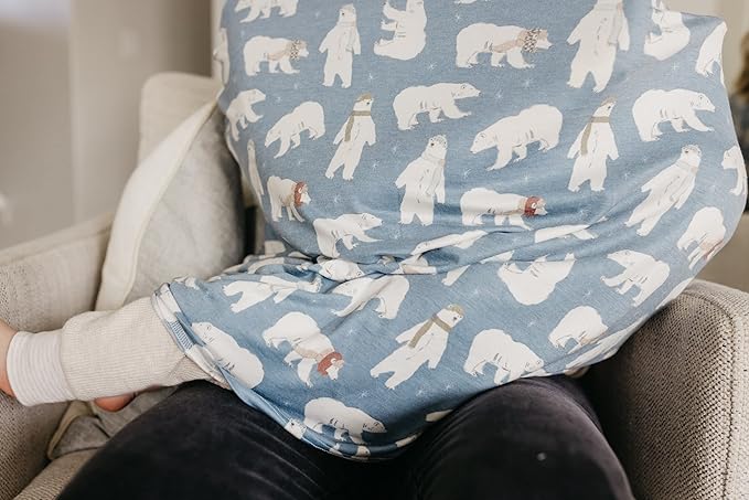 Copper Pearl Multi-Use Cover: Car Seat Covers, Nursing Cover, and Stroller Cover for Sun - Stretchy Fabric, All-Season Use, Stylish Designs, Easy Access for Moms - Polar