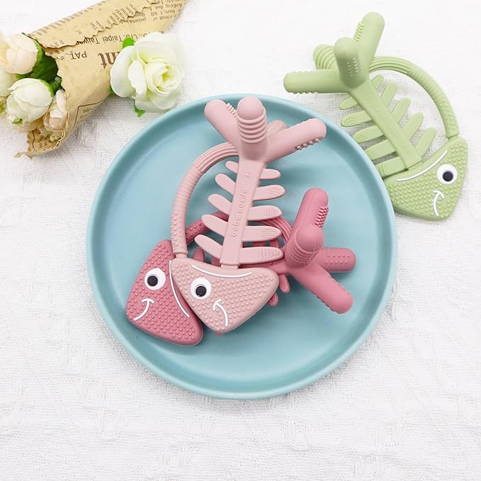 3in1 Infant Toys, Baby Teething Toys 0-3-6-12 Months, Teethers for Babies 3-6 6-12 Months for Teething Relief, Gifts,Silicone,Sensory,Baby Toys 0-6 Months,USA Patent Pending,Yellow Fish