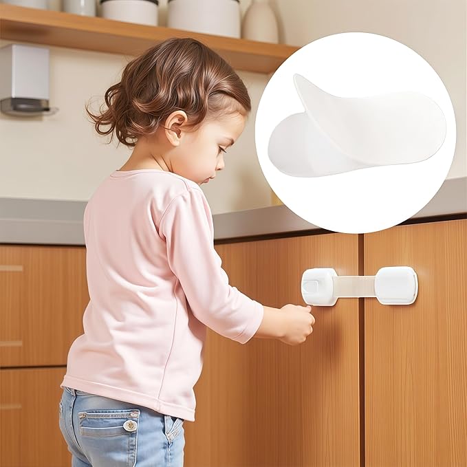 32 PCS Baby Lock Adhesive Pads, Strong & Removable Clear Sticky Replacement Pads Compatible with Most Baby Safety Cabinet Locks, Double-Sided Adhesive Pads for Drawer, Door, Fridge, Toilet