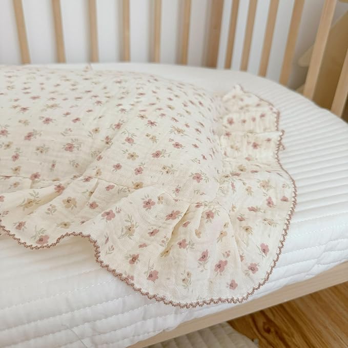 BuLuTu Soft Cotton Kids Pillowcases for Girls Boys, Pink Floral Toddler Pillowcases Standard Size, Cotton Muslin Pillow Protector for Children Bedding Gift, Envelope Closure, 20"x26", 1 pc