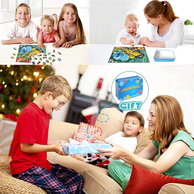 LELEMON 100 Pieces Underwater World Jigsaw Puzzles for Kids Ages 4-8 Year Old Dolphins Fishes Jigsaw Puzzle for Children Boys Girls Learning Ocean Educational Puzzles Toys