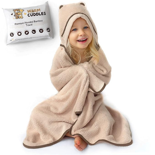 Premium Toddler Towels with Hood - Extra Soft Rayon from Bamboo Toddler Bath Towel (Beige)