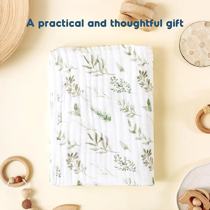 GRSSDER Ultra Soft Absorbent Muslin Cotton Baby Hooded Towel 2 Pack with Original Patterns, Extra Large Size 35"x 35" Swaddle Wrap for Newborn Infant and Toddler